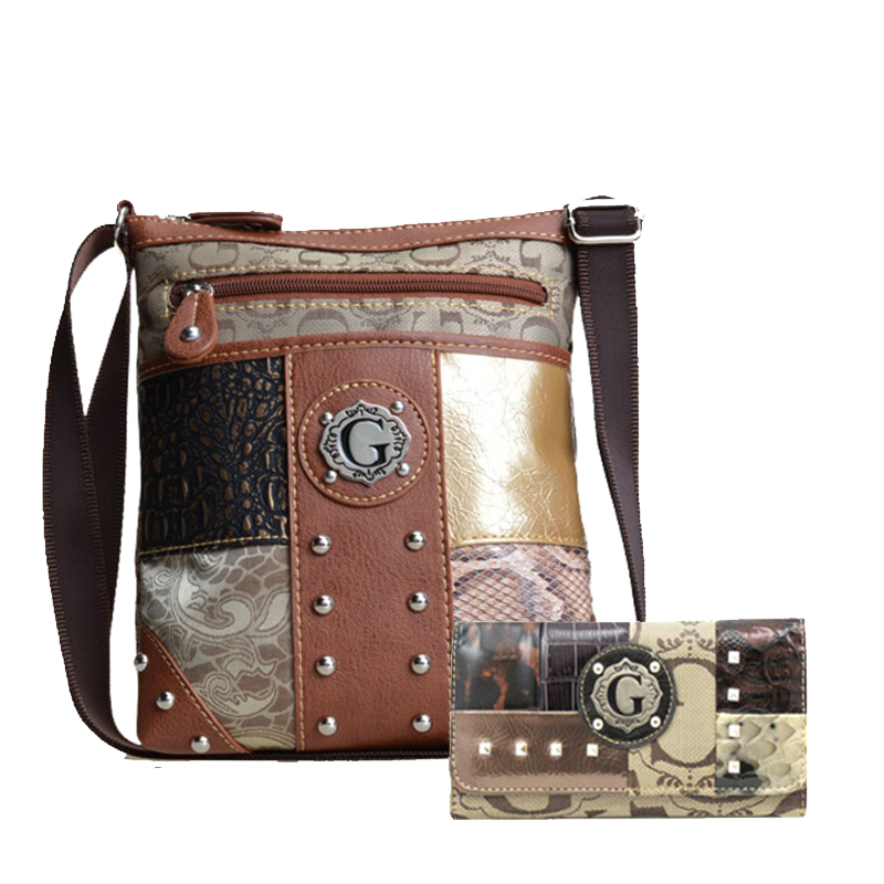 Brown Signature Sty Messenger Bag with Wallet - KE1559-KW173 - Click Image to Close